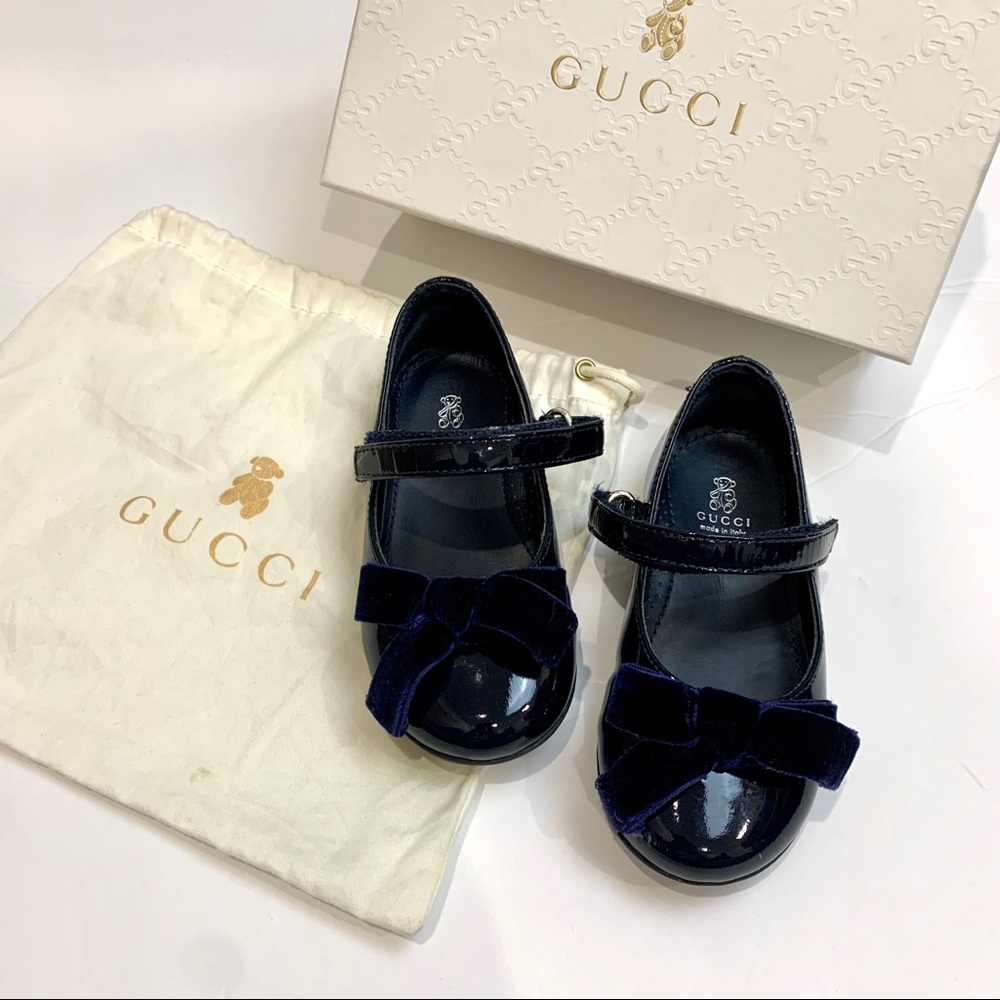 Gucci little girl navy blue shoes